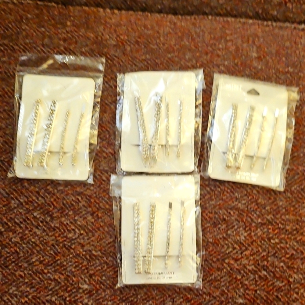 Silver Rhinestone Hair Clips 4 Sets